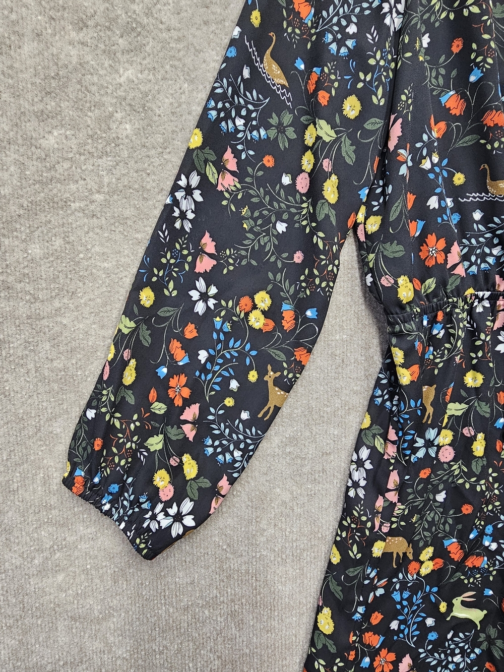 Wrangler Woodland Floral Sheer Dress L Deer Bunny Boho Ruffle - Picture 5 of 15